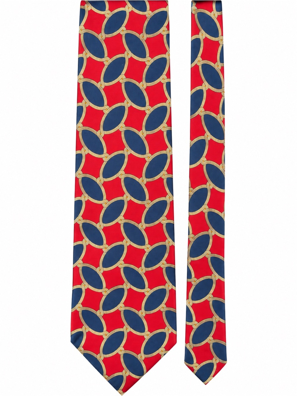 Roundtree & Yorke Red and Navy Oval Link Silk Tie
